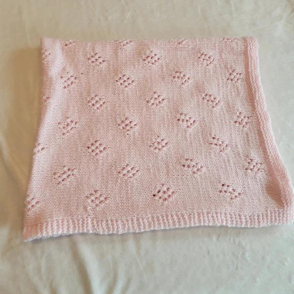 🌴3/$15🌴 Beautiful afgan crochet baby pink blanket / lap blanket handmade - Picture 7 of 12